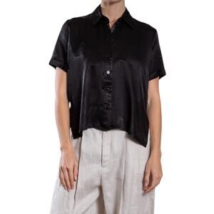 Pharaoh Collection Lynn Shirt in Vintage Satin - Black Size 1/Small NEW